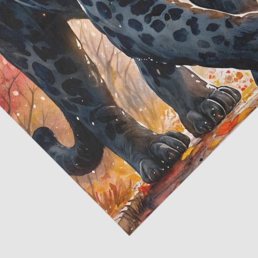Jaguar Autumn Waterverf Tissuepapier (Detail)