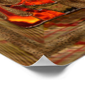 Jaguar AZTEC Gold & Red Folie Folk Art Poster (Hoek)