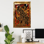 Jaguar AZTEC Gold & Red Folie Folk Art Poster (Thuiskantoor)