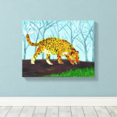 Jaguar Big Cat Art Canvas Afdruk (Insitu (Houten vloer))