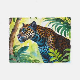 Jaguar Botanical Forest Oerwoud Fleece Deken