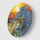 Jaguar & Chichen Itza Temple Wildlife Wall Clock Grote Klok (Hoek)