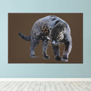 Jaguar Diablo bruine canvasprint met frame Canvas Afdruk