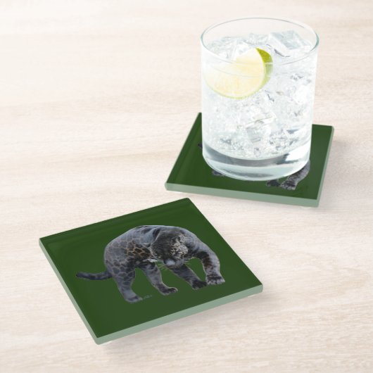 Jaguar Diablo green glass onderzetter (Schuin)
