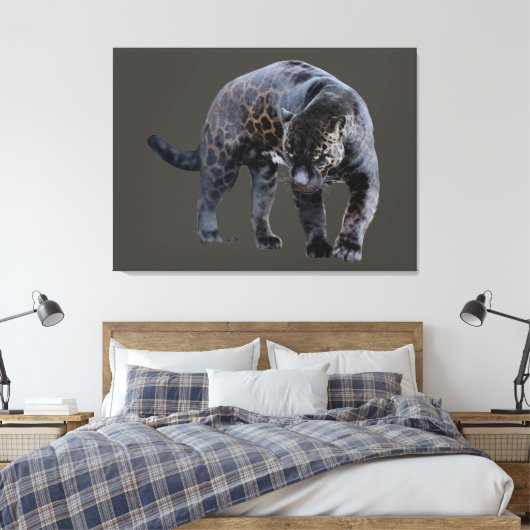 Jaguar Diablo grijs canvas print (Insitu (Slaapkamer))