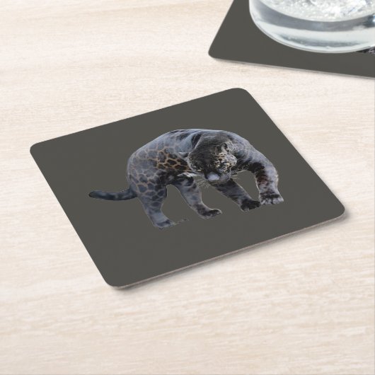 Jaguar Diablo grijze papieren onderzetters (Schuin)