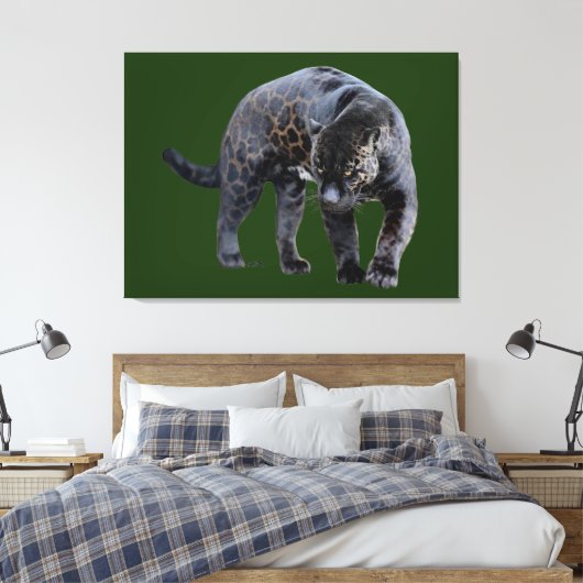 Jaguar Diablo groene canvas print (Insitu (Slaapkamer))