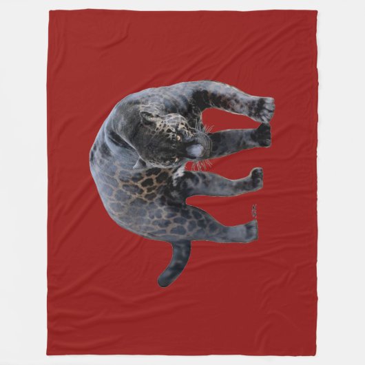 Jaguar Diablo red fleece blanket (Voorkant)