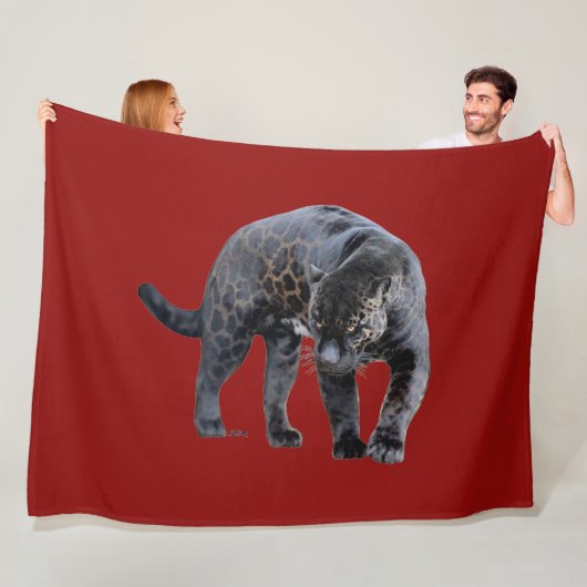 Jaguar Diablo red fleece blanket Deken (In situ)