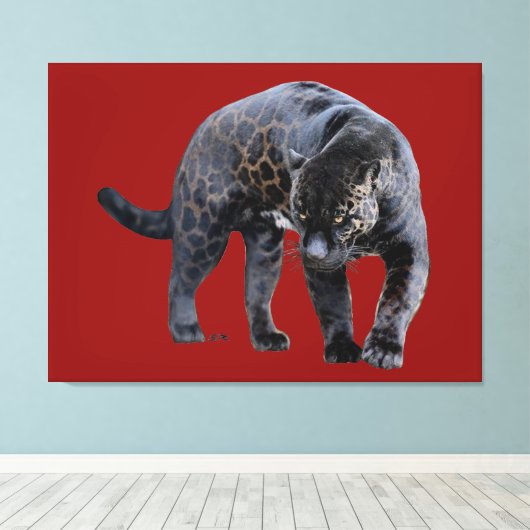 Jaguar Diablo rode canvas print (Insitu (Houten vloer))