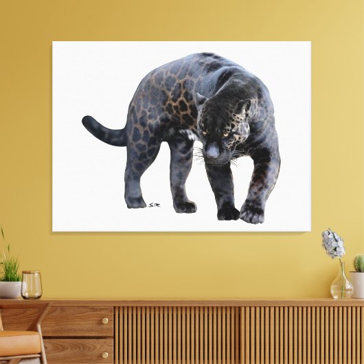 Jaguar Diablo wit canvas print (Insitu (Woonkamer))
