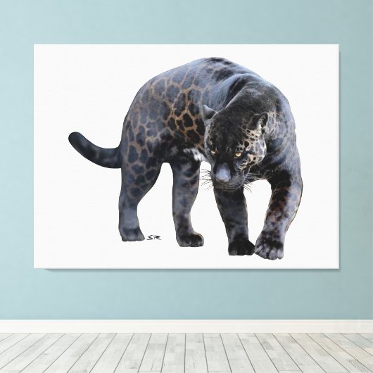 Jaguar Diablo wit canvas print (Insitu (Houten vloer))