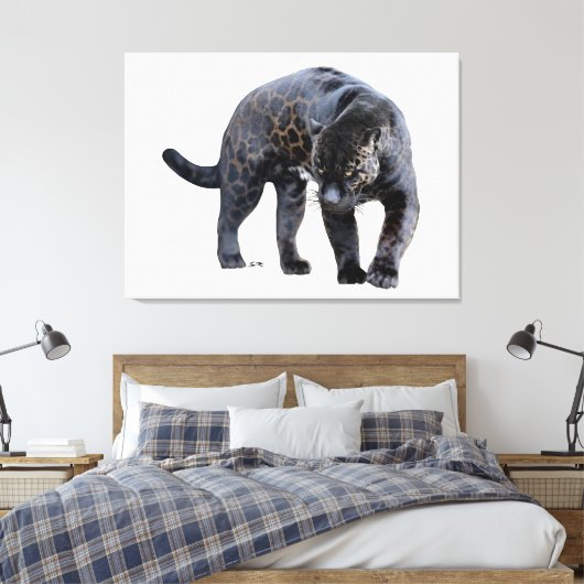 Jaguar Diablo witte canvasprint Canvas Afdruk (Insitu (Slaapkamer))