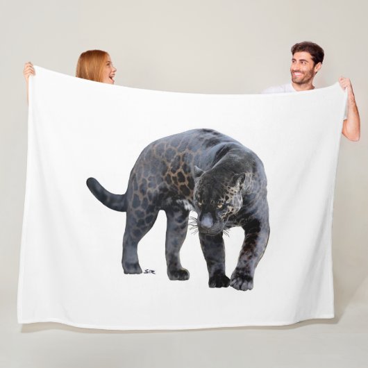 Jaguar Diablo witte fleece deken (In situ)