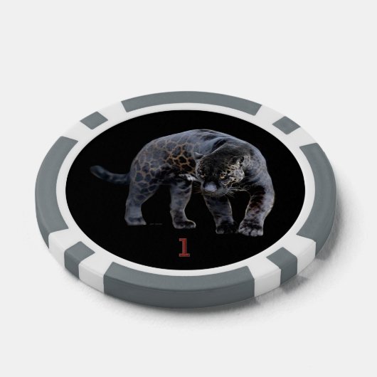 Jaguar Diablo zwart grijs 1 gestreepte poker chip (Enkel)