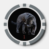 Jaguar Diablo zwart grijs 1 gestreepte poker chip (Voorkant)