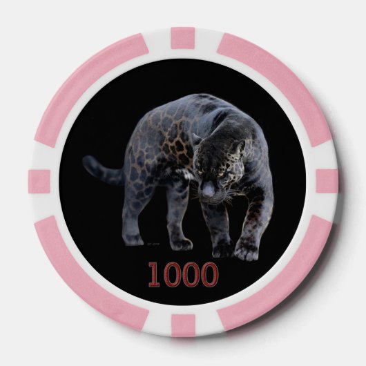 Jaguar Diablo zwart roze 1000 gestreepte pokerchip (Voorkant)