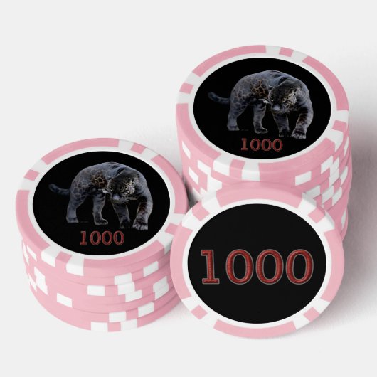 Jaguar Diablo zwart roze 1000 gestreepte pokerchip (Opstapeling)