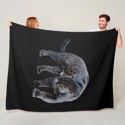 Jaguar Diablo zwarte fleece deken (In situ)