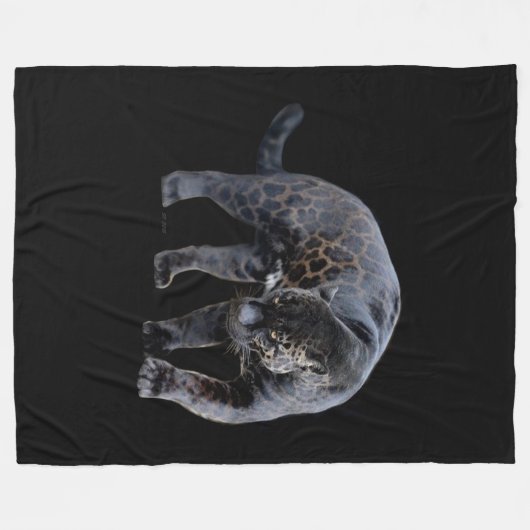 Jaguar Diablo zwarte fleece deken (Voorkant (Horizontaal))