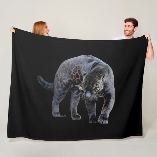 Jaguar Diablo zwarte fleece deken (In situ)