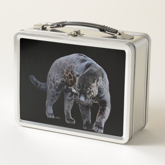 Jaguar Diablo zwarte roestvrije lunchbox (Voorkant)