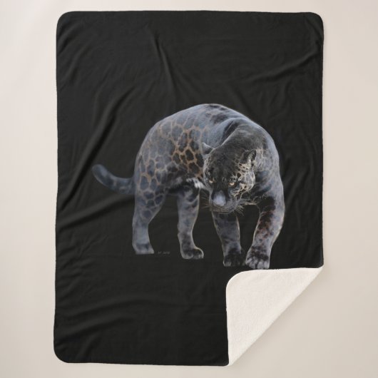 Jaguar Diablo zwarte sherpa deken (Voorkant)