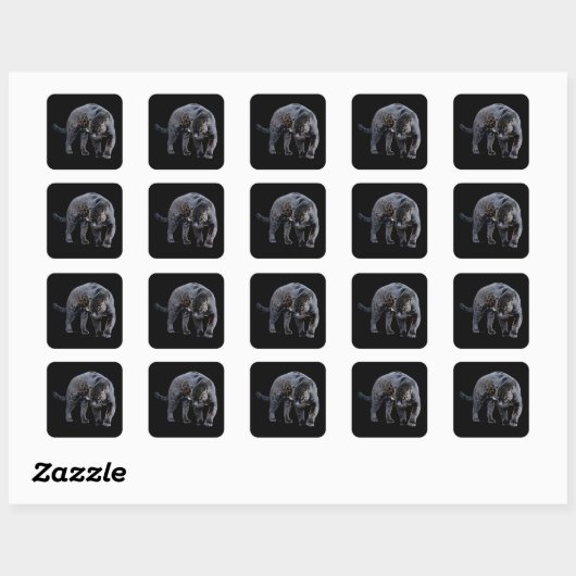 Jaguar Diablo zwarte vierkante stickers (Vel)