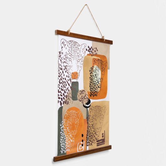 Jaguar Earth Tones Modern Abstracte Pop Art Hangend Wandkleed (Gebogen)
