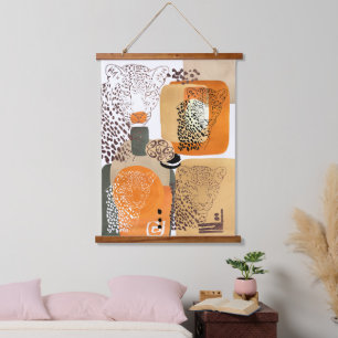 Jaguar Earth Tones Modern Abstracte Pop Art Hangend Wandkleed