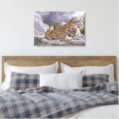 Jaguar en Mayan Temple Canvas Afdruk (Insitu (Slaapkamer))