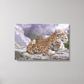 Jaguar en Mayan Temple Canvas Afdruk (Voorkant)