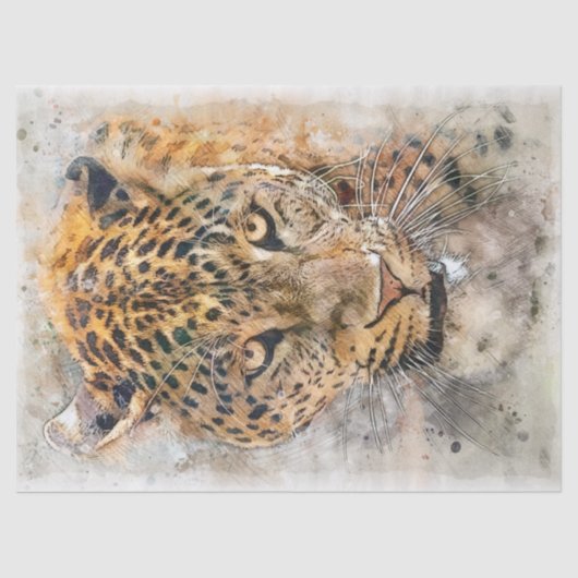Jaguar Feline Wild Cat Artwork-ontkoppeling Tissuepapier (Voorkant)