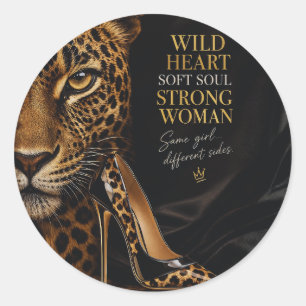 Jaguar & Hoge Hak Luxe Vrouw Design Ronde Sticker