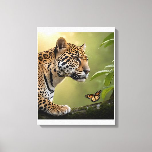 Jaguar in de Amazone mist Canvas Afdruk (Voorkant)