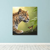 Jaguar in de Amazone mist Canvas Afdruk (Insitu (Houten vloer))