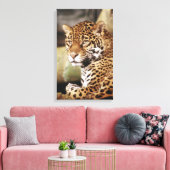 Jaguar in doek gewikkeld canvas afdruk (Insitu (Woonkamer))
