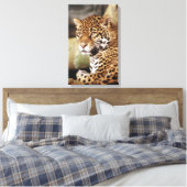 Jaguar in doek gewikkeld canvas afdruk (Insitu (Slaapkamer))
