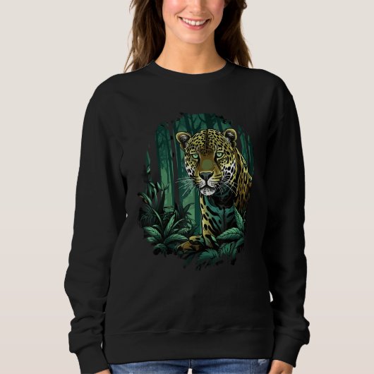 Jaguar In Jungle Big Cat Lover Print Graphic Art D Trui (Voorkant)