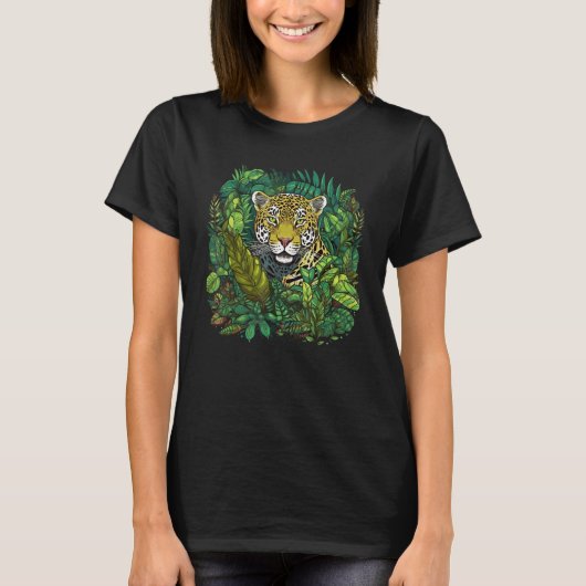 Jaguar In Jungle Big Cat Print Graphic 1 T-shirt (Voorkant)