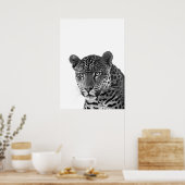 Jaguar Jungle Modern Portret zwart wit Poster (Keuken)