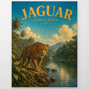 Jaguar Jungle Rivier Watercolor GeoSaga Briefkaart