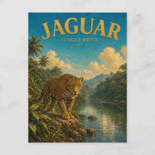 Jaguar Jungle Rivier Watercolor GeoSaga Briefkaart