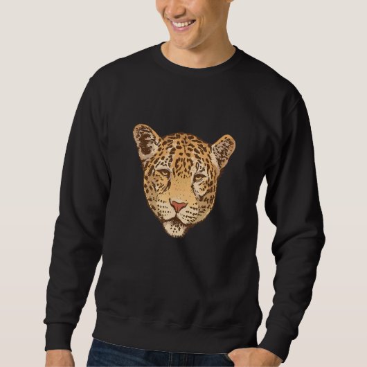 Jaguar Leopard Big Cat Head Graphic Print Hunter Trui (Voorkant)