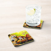 Jaguar Mam en Cubs die zich in Oerwoud verschuilen Bier Onderzetter (Rechterzijde)