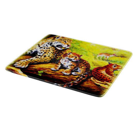 Jaguar Mam en Cubs die zich in Oerwoud verschuilen Snijplank (Hoek)