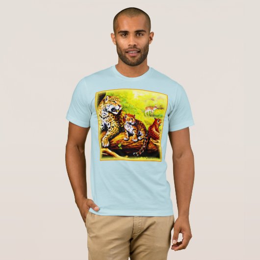 Jaguar Mam en Cubs die zich in Oerwoud verschuilen T-shirt (Voorkant volledig)