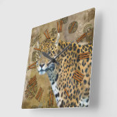 Jaguar & Mayan Temple Ruins Wildlife Wall Clock Vierkante Klok (Hoek)