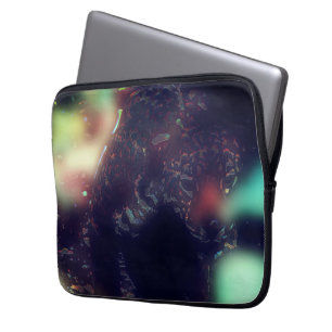 Jaguar met een donkerder effect en zachte kleurvlo laptop sleeve
