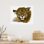 Jaguar met kleur poster (Keuken)